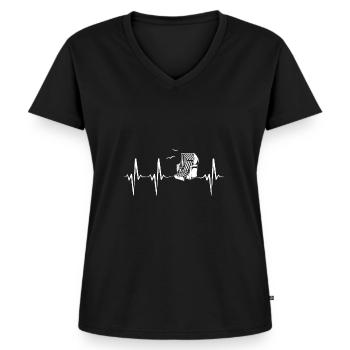 Ostsee Strandkorb Herzschlag Norden Meer Geschenki - Frauen Premium Bio T-Shirt mit V-Ausschnitt - Schwarz - Vorne - AI Model Female 172 light (172cm)