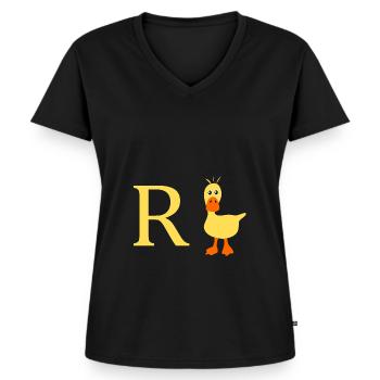 Rente Ente - Frauen Premium Bio T-Shirt mit V-Ausschnitt - Schwarz - Vorne - AI Model Female 172 light (172cm)