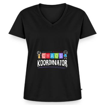 Chaos Koordinator Babysitter Kindertagesstätte Kin - Frauen Premium Bio T-Shirt mit V-Ausschnitt - Schwarz - Vorne - AI Model Female 172 light (172cm)