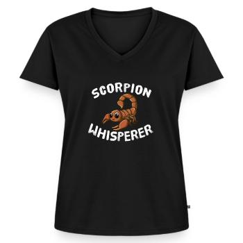 Skorpion Whisperer Tiere Tierliebhaber Skorpion - Frauen Premium Bio T-Shirt mit V-Ausschnitt - Schwarz - Vorne - AI Model Female 172 light (172cm)