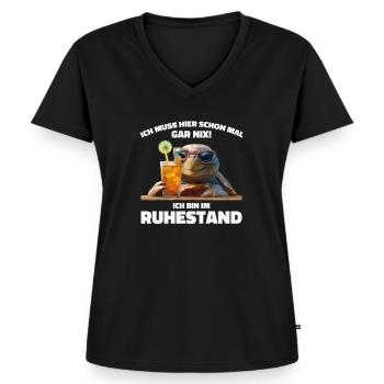 Rentner Rentnerin Rente Geschenk Ruhestand - Frauen Premium Bio T-Shirt mit V-Ausschnitt - Schwarz - Vorne - AI Model Female 172 light (172cm)