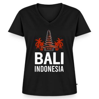 Bali - Frauen Premium Bio T-Shirt mit V-Ausschnitt - Schwarz - Vorne - AI Model Female 172 light (172cm)
