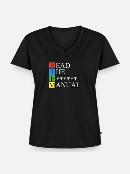RTFM Dunkel - Frauen Premium Bio T-Shirt mit V-Ausschnitt - Schwarz