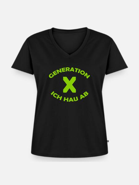 GENERATION X - Frauen Premium Bio T-Shirt mit V-Ausschnitt - Schwarz