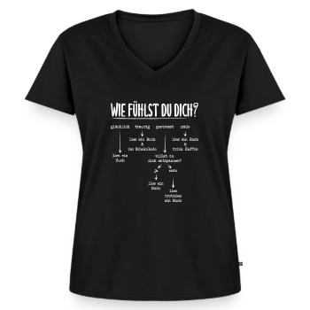 Wie Fühlst Du Dich? Buch Bücherwurm Bücher Lesen - Frauen Premium Bio T-Shirt mit V-Ausschnitt - Schwarz - Vorne - AI Model Female 172 light (172cm)