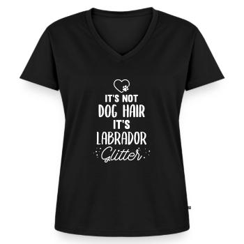 Sein nicht Hundehaar Sein Labrador Glitzerhund Ras - Frauen Premium Bio T-Shirt mit V-Ausschnitt - Schwarz - Vorne - AI Model Female 172 light (172cm)