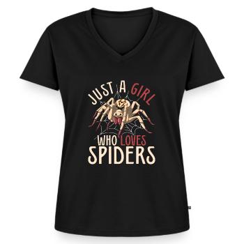 Arachnide Tierliebhaber Mädchen Geschenk Spinne - Frauen Premium Bio T-Shirt mit V-Ausschnitt - Schwarz - Vorne - AI Model Female 172 light (172cm)