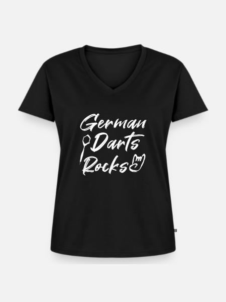 German Darts Rocks - Frauen Premium Bio T-Shirt mit V-Ausschnitt - Schwarz