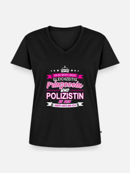 Polizistin - Frauen Premium Bio T-Shirt mit V-Ausschnitt - Schwarz