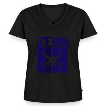 Schwimmer 10 Jahre Alt Fünf Schwimmen - Frauen Premium Bio T-Shirt mit V-Ausschnitt - Schwarz - Vorne - AI Model Female 172 light (172cm)