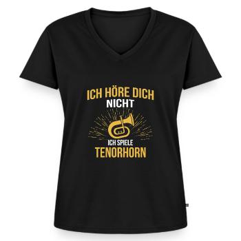 Tenorhorn Tenorhornspieler Tenorhornist - Frauen Premium Bio T-Shirt mit V-Ausschnitt - Schwarz - Vorne - AI Model Female 172 light (172cm)