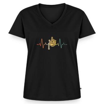 Dudelsack Dudelsackspieler Sackpfeife - Frauen Premium Bio T-Shirt mit V-Ausschnitt - Schwarz - Vorne - AI Model Female 172 light (172cm)