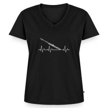 Querflöte Querflötenspieler Querflötist - Frauen Premium Bio T-Shirt mit V-Ausschnitt - Schwarz - Vorne - AI Model Female 172 light (172cm)