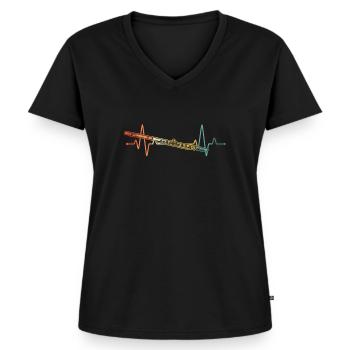 Querflöte Querflötenspieler Querflötist - Frauen Premium Bio T-Shirt mit V-Ausschnitt - Schwarz - Vorne - AI Model Female 172 light (172cm)