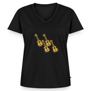 Ukulele Ukulele-Spieler Ukulelist - Frauen Premium Bio T-Shirt mit V-Ausschnitt - Schwarz - Vorne - AI Model Female 172 light (172cm)