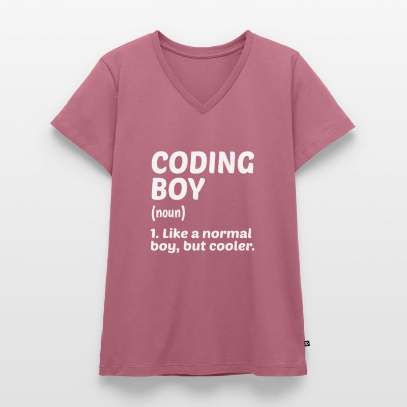 Coding Boy Definition Noun Software Developer Prog Frauen Premium Bio T-Shirt mit V-Ausschnitt