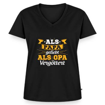 Großvater Als Papa Geliebt Als Opa Vergöttert - Frauen Premium Bio T-Shirt mit V-Ausschnitt - Schwarz - Vorne - AI Model Female 172 light (172cm)