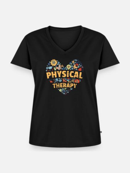 Physiotherapie - Frauen Premium Bio T-Shirt mit V-Ausschnitt - Schwarz