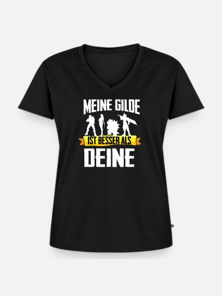 WOW Shirt-Meine Gilde - Frauen Premium Bio T-Shirt mit V-Ausschnitt - Schwarz