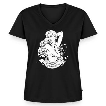 Crying Heroine Black - Frauen Premium Bio T-Shirt mit V-Ausschnitt - Schwarz - Vorne - AI Model Female 172 light (172cm)