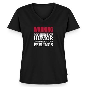 Schwarzer Humor Sarkasmus Derber Humor Niveaulos - Frauen Premium Bio T-Shirt mit V-Ausschnitt - Schwarz - Vorne - AI Model Female 172 light (172cm)