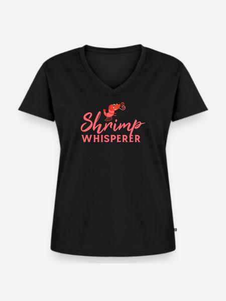 Shrimp Whisperer - Frauen Premium Bio T-Shirt mit V-Ausschnitt - Schwarz