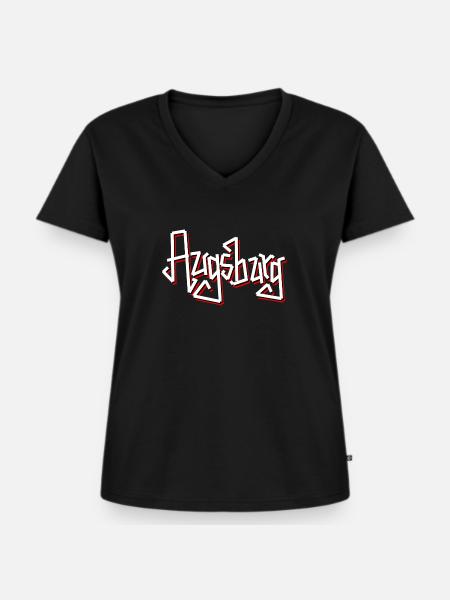 Augsburg - Frauen Premium Bio T-Shirt mit V-Ausschnitt - Schwarz