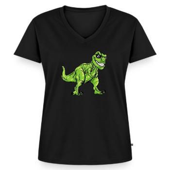 T-Rex costume cool Dino dinosaure jeune cadeau - T-shirt encolure en V Premium bio Femme - noir - Devant - AI Model Female 172 light (172cm)