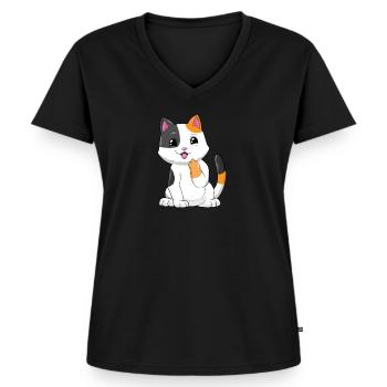 Chat domestique vilain cadeau majeur - T-shirt encolure en V Premium bio Femme - noir - Devant - AI Model Female 172 light (172cm)