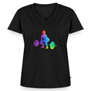 Girl weightlifter weightlifting women - Women's Premium Organic V-neck T-shirt - black - Front - AI Model Female 172 light (172cm)