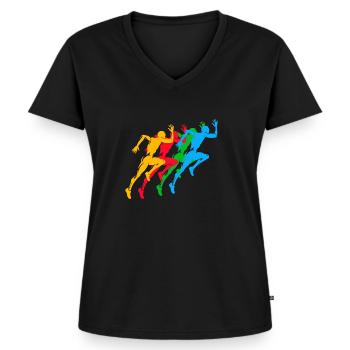 Leichtathletik Sommerspiele Bunt - Frauen Premium Bio T-Shirt mit V-Ausschnitt - Schwarz - Vorne - AI Model Female 172 light (172cm)
