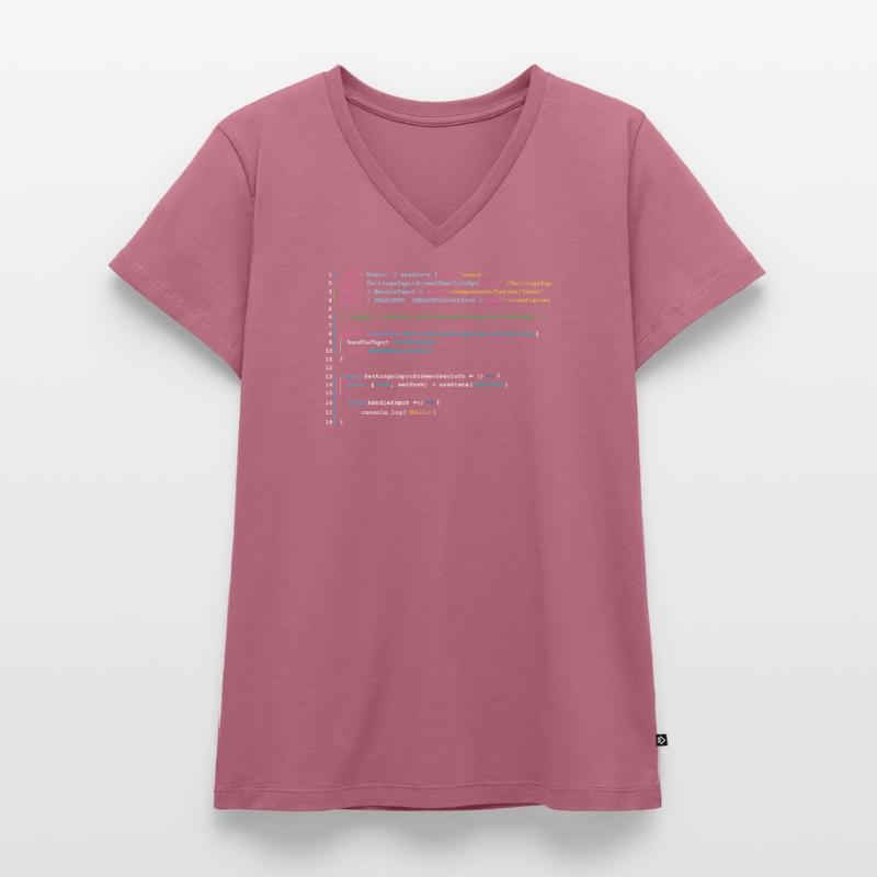 Programmers code in React Women's Premium Organic V-neck T-shirt