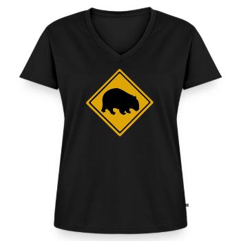 Panneau de signalisation de Wombat Australie - T-shirt encolure en V Premium bio Femme - noir - Devant - AI Model Female 172 light (172cm)