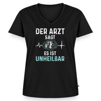 Der Arzt Sagt Es Ist Unheilbar Traktor - Landwirt - Frauen Premium Bio T-Shirt mit V-Ausschnitt - Schwarz - Vorne - AI Model Female 172 light (172cm)