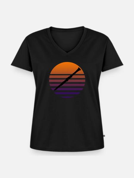 Klarinette - Frauen Premium Bio T-Shirt mit V-Ausschnitt - Schwarz