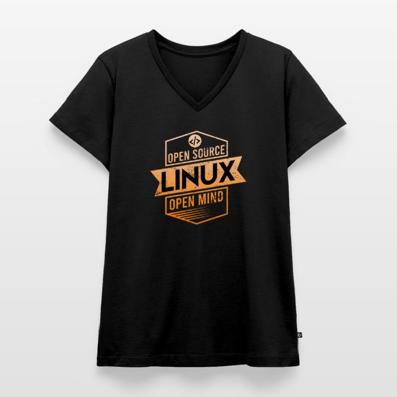 Système d’exploitation Open Source Open Mind Linux T-shirt encolure en V Premium bio Femme