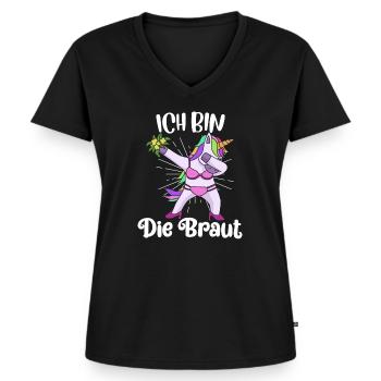 Junggesellenabschied Junggesellin Braut Einhorn - Frauen Premium Bio T-Shirt mit V-Ausschnitt - Schwarz - Vorne - AI Model Female 172 light (172cm)