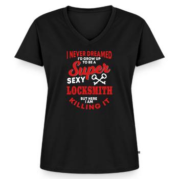 Schlosser - Frauen Premium Bio T-Shirt mit V-Ausschnitt - Schwarz - Vorne - AI Model Female 172 light (172cm)