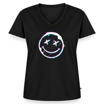 Techno Musik Psy Trance Acid Hardtekk - Frauen Premium Bio T-Shirt mit V-Ausschnitt - Schwarz - Vorne - AI Model Female 172 light (172cm)