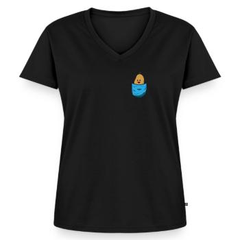 Kartoffel - Frauen Premium Bio T-Shirt mit V-Ausschnitt - Schwarz - Vorne - AI Model Female 172 light (172cm)