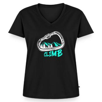 Escalade Escalade Escalade libre - T-shirt encolure en V Premium bio Femme - noir - Devant - AI Model Female 172 light (172cm)
