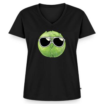 Brussels sprouts with sunglasses - Women's Premium Organic V-neck T-shirt - black - Front - AI Model Female 172 light (172cm)