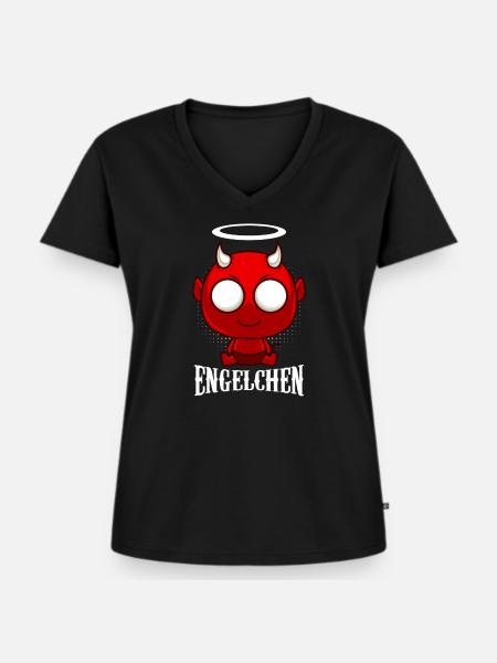 Engelchen Teufelchen Teufel - Frauen Premium Bio T-Shirt mit V-Ausschnitt - Schwarz