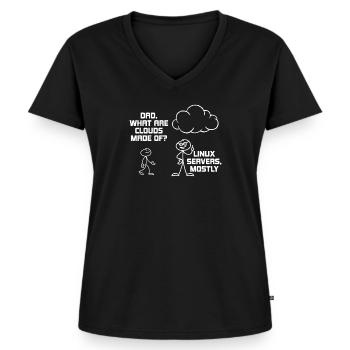 Linux Servers Computer Cloud - Frauen Premium Bio T-Shirt mit V-Ausschnitt - Schwarz - Vorne - AI Model Female 172 light (172cm)