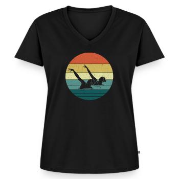 Natation synchronisée - T-shirt encolure en V Premium bio Femme - noir - Devant - AI Model Female 172 light (172cm)