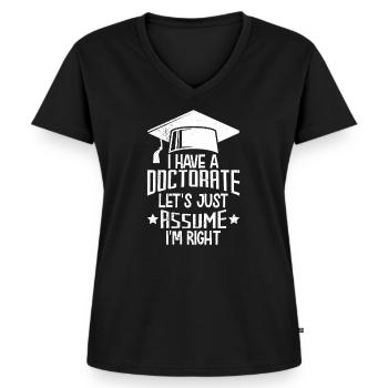 Hab einen Doktortitel 2022 Doktor Promotion - Frauen Premium Bio T-Shirt mit V-Ausschnitt - Schwarz - Vorne - AI Model Female 172 light (172cm)