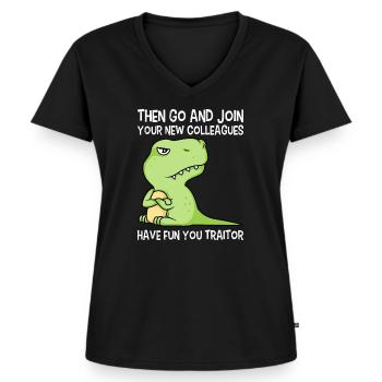 Jobwechsel Abschied Kollege Abteilungswechsel - Frauen Premium Bio T-Shirt mit V-Ausschnitt - Schwarz - Vorne - AI Model Female 172 light (172cm)