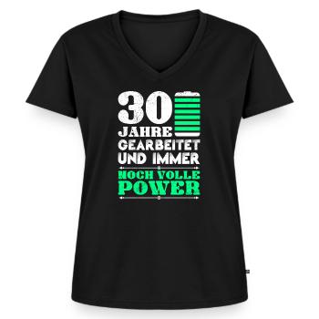 30 Jahre Arbeitsjubiläum 30 Dienstjahre - Frauen Premium Bio T-Shirt mit V-Ausschnitt - Schwarz - Vorne - AI Model Female 172 light (172cm)