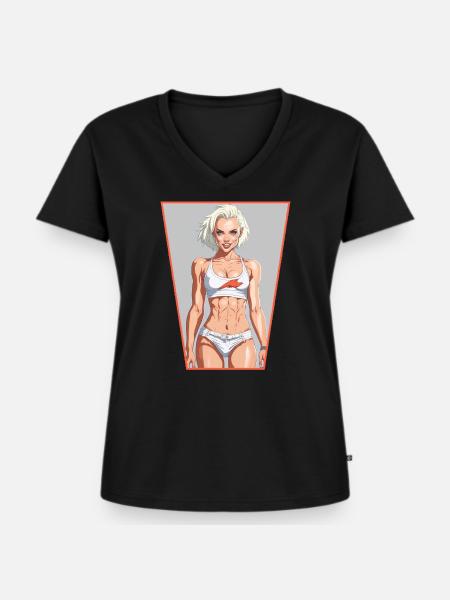 Fitness Mädchen - Frauen Premium Bio T-Shirt mit V-Ausschnitt - Schwarz