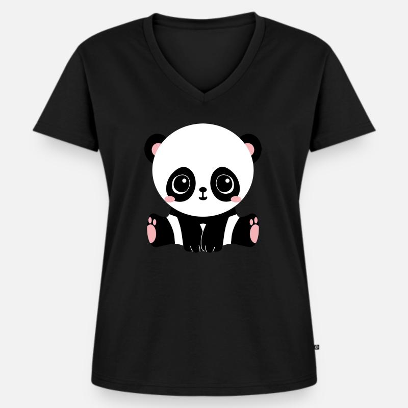 panda - Women's Premium Organic V-neck T-shirt - black